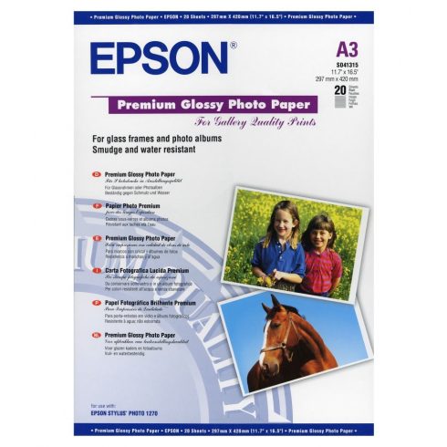 EPSON fotópapír C13S041315/ A3/ Premium Glossy Photo Paper/ 20 db