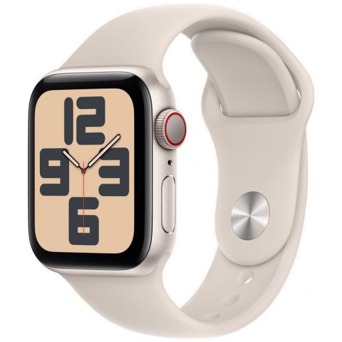 Apple Watch SE GPS + cellás 40 mm-es Starlight alumínium tok Starlight sportpánttal - M/L