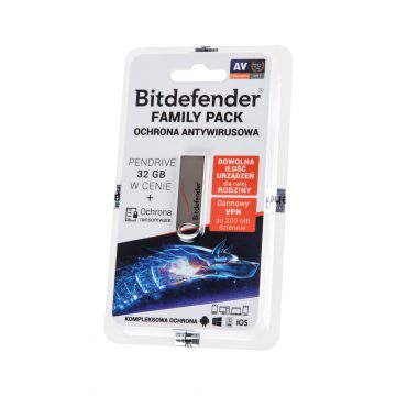 Bitdefender családi csomag 1 évre + 32 GB pendrive