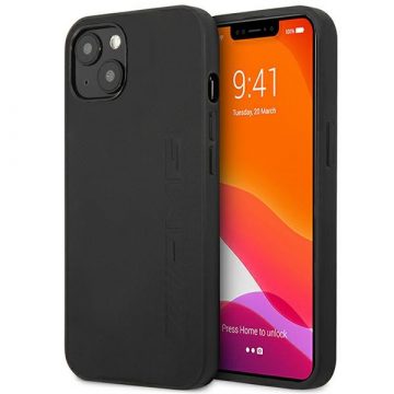 AMG bőr forróbélyegzett tok iPhone 14-hez (fekete)