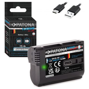   PATONA akkumulátor fotókhoz Nikon EN-EL15C 2400mAh Li-Ion Platinum USB-C töltés