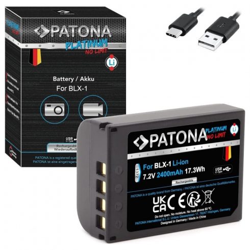 PATONA akkumulátor fotóhoz Olympus BLX-1 2400mAh Li-Ion Platinum USB-C töltés