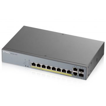   Zyxel GS1350-12HP 12 portos intelligens menedzselt CCTV PoE kapcsoló, nagy hatótávolságú, 130 W, 10x GbE, 2x SFP