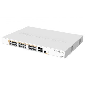   MikroTik Cloud Router Switch CRS328-24P-4S+RM, 800MHz CPU, 512MB, 24x GLAN, 4x SFP+, RouterOS/SwOS, L5, PSU, 1U Rackmoun