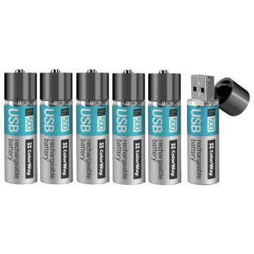   Colorway újratölthető akkumulátor AA 1200mAh/ USB/ 1.5V/ 6 db a csomagban