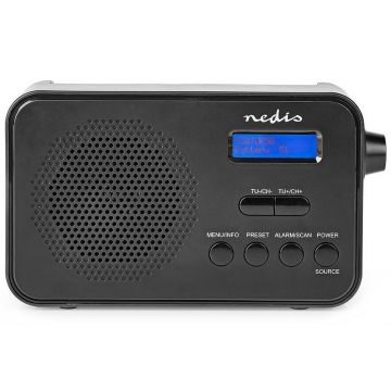   NEDIS hordozható rádió/ DAB+/ FM/ 1,3 "/ elemmel működő / digitális / 3,6 W / ébresztőóra / elalváskapcsoló / fekete