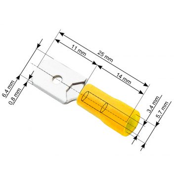 43-036# Szigetelt lapos csatlakozódugó 6.3/0.8 sárga