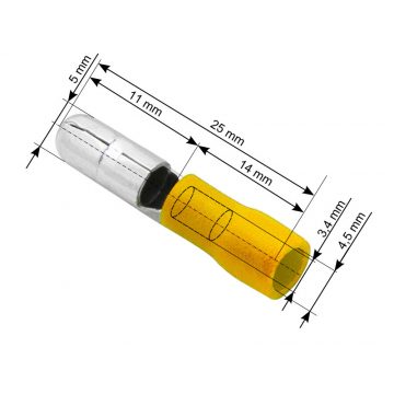 43-047# Szigetelt csatlakozó, 5.0/25mm sárga dugó