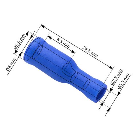 43-049# Szigetelt csatlakozó, 4,0/24,5 mm-es aljzat, kék