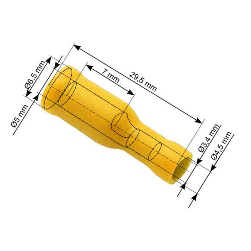 43-051# Szigetelt csatlakozó, 5,0/24,5 mm-es aljzat, sárga