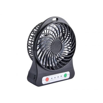 44-501# Asztali ventilátor 10cm USB + akku, fekete