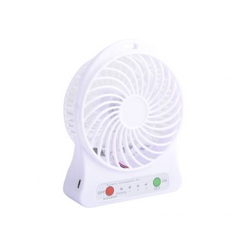 44-502# Asztali ventilátor 10cm USB + akku, fehér