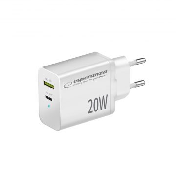   EZC105W Esperanza fali töltő 20w usb-c pd 20w / usb-a qc 3.0 18w fehér