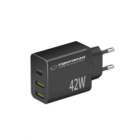 EZC106K Esperanza fali töltő 42w usb-c pd 30w / 2x usb-a 12w