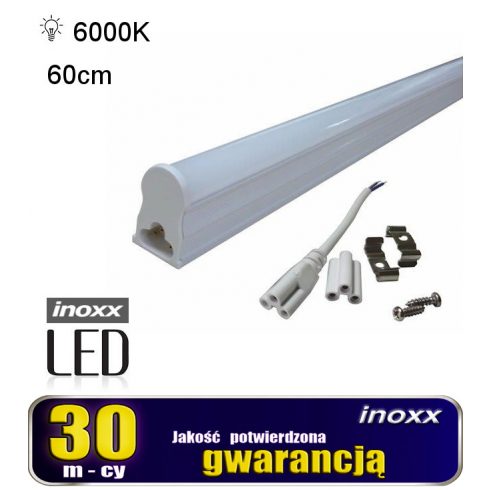 T5 LED lineáris fénycső 60cm 8w hideg 6000k felületre szerelhető lámpatesttel integrálva