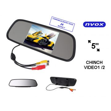   Autó tolató monitor LCD 5 hüvelykes LED a visszapillantó tükörben AV 12V... (NVOX NW5005M)