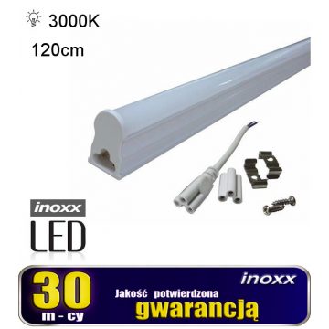   T5 LED lineáris fénycső 120cm 18w meleg 3000K felületre szerelhető lámpatesttel integrálva