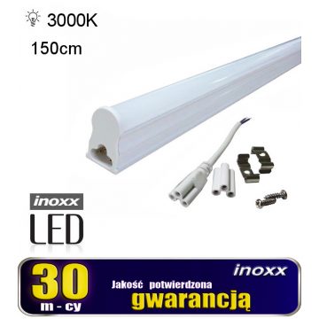   T5 LED lineáris fénycső 150cm 22w meleg 3000k felületre szerelhető lámpatesttel integrálva