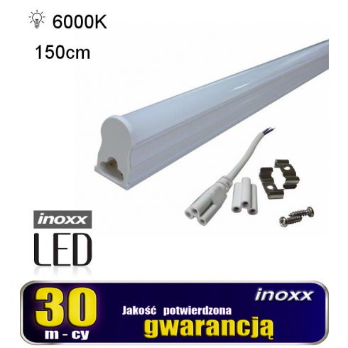 T5 LED lineáris fénycső 150cm 22w hideg 6000k felületre szerelhető lámpatesttel integrálva