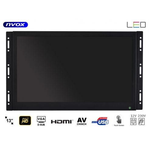 IPS nyitott keretes érintőképernyős LED 13 hüvelykes Full HD VGA HDMI USB AV 12v 230v