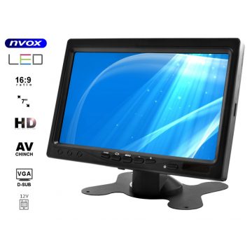   Fejtámla vagy szabadon álló lcd monitor 7 hüvelykes hd av vga kerettel 12V