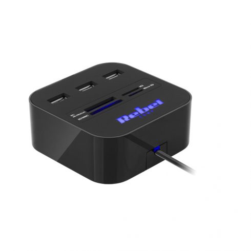 3 portos USB 2.0 HUB memóriakártya-olvasóval