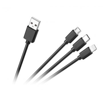 3 az 1-ben csatlakozókábel, USB A - micro/C/villám 1,2 m