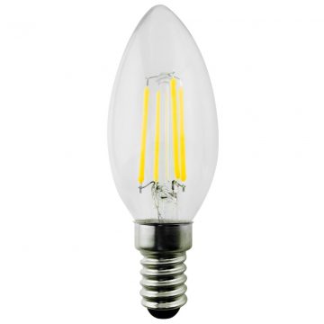   Maclean izzó, Filament LED E14, 4W, 230V, WW meleg fehér 3000K, 400lm, Retro Edison díszgyertya C35, MCE285