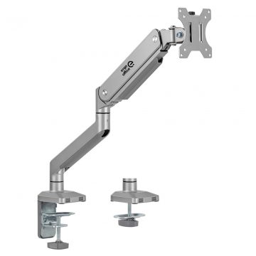   Alumínium monitortartó gázrugóval Ergo Office, kettős kar, Vesa 75x75/100x100, 17"-32" 10 kg ezüst, ER-447