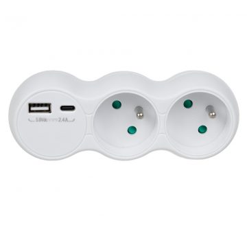   Maclean konnektor, elosztó 2 aljzattal, 2x USB A/C, E típusú, 2x16A, MCE339 E