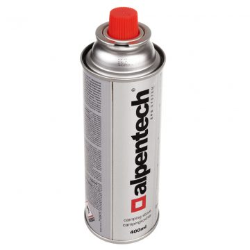   380 ml-es Alpentech gázpatron, tanúsítvány: Pi 0875, megfelel az EN521 szabványnak, bután, működési tartomány -10°C és + 40°C között, IK300