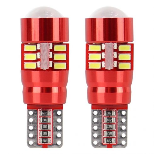 Canbus LED izzók 27smd 3014 t10e w5w fehér 12v 24v amio-01446