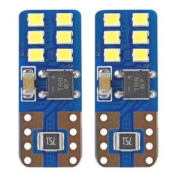   LED izzók canbus 12smd ultrabright 2016 t10e w5w fehér 12v 24v amio-01638