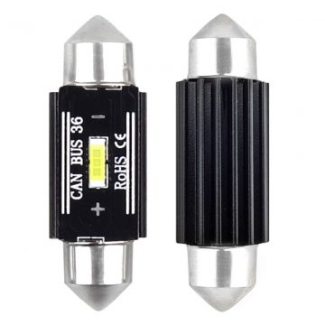   LED izzók canbus 1860 1smd ultrabright festoon c5w c10w c3w 36mm fehér 12v 24v amio-02442