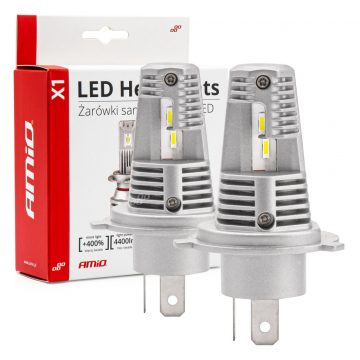 LED autó izzók x1 sorozat h4/h19 6500k canbus amio-02965