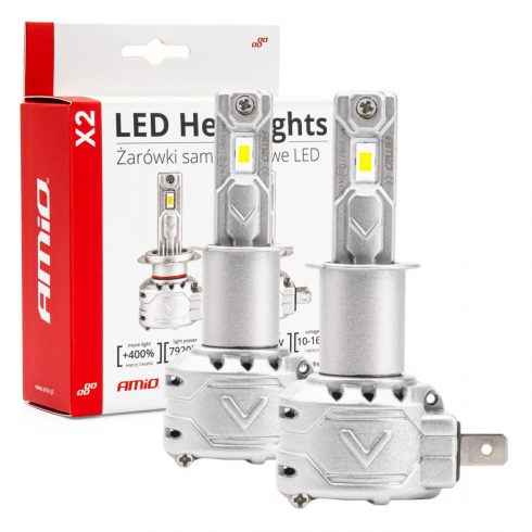 LED autó izzók x2 sorozat h3 6500k canbus amio-02971