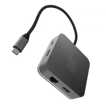   Dokkolóállomás HUB USB-C Green Cell 6in1 (USB 3.0 HDMI Ethernet USB-C) Apple MacBook, Dell XPS, Asus ZenBook és mások számára