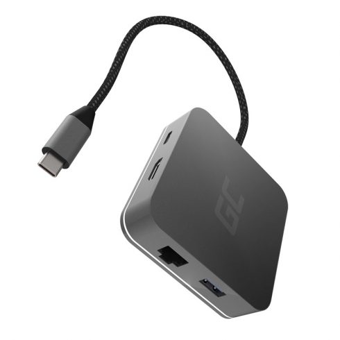 Dokkolóállomás HUB USB-C Green Cell 6in1 (USB 3.0 HDMI Ethernet USB-C) Apple MacBook, Dell XPS, Asus ZenBook és mások számára