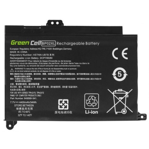 Green Cell/ HP/ 7.7V/ 4400 mAh/ Li-Pol/ HSTNN-LB7H/ BP02XL/ Pavilion 15-AU 15-AU051NW AU071NW/ nem eredeti