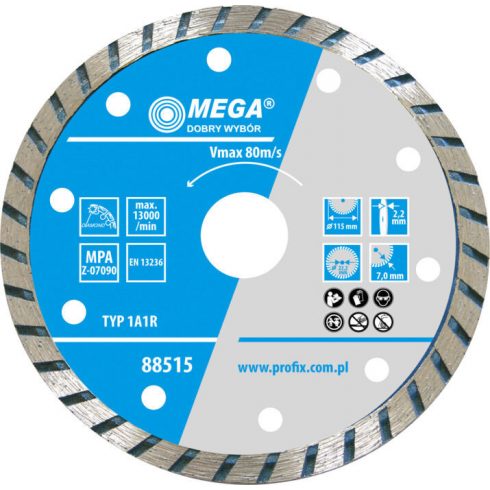 Turbó gyémánt tárcsa (mat.bud) 115*2,2*7,0*22,2