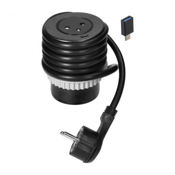   2P+Z asztali aljzat EasyEject rendszerrel, USB 3.0, 1,5 m + USB adapter