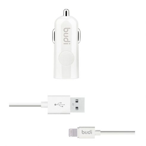 Budi - 1 db USB autós töltő LED jelzővel+villámkábellel