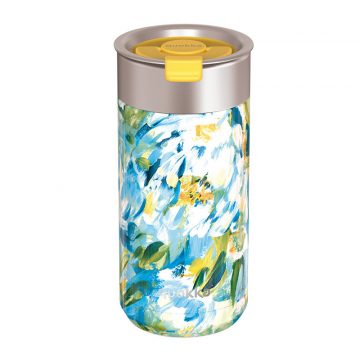   Quokka Boost Coffee Tumbler - Rozsdamentes acél termikus bögre sörfőzővel 400 ml (Blue Peonies)