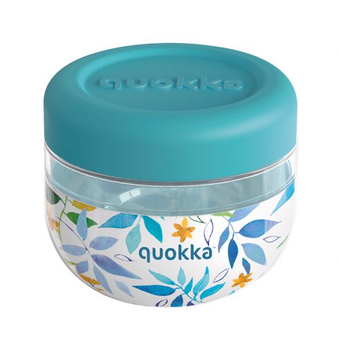 Quokka Bubble Food Jar - Műanyag ételtartó / ebédlődoboz 500 ml (akvarell levelek)