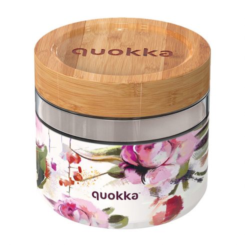 Quokka Deli Food Jar - Üveg ételtartó / ebédlődoboz 820 ml (Dark Flowers)