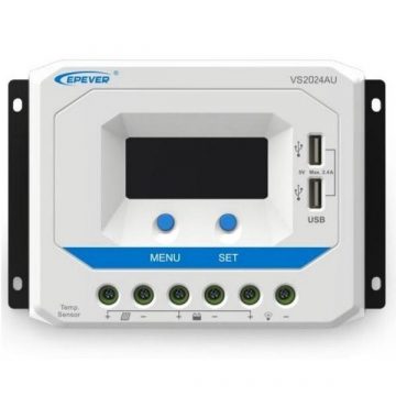   EPEVER VS1024AU napelemes PWM vezérlő 12/24 V, 10 A, USB, 50 V bemenet (VS1024AU)