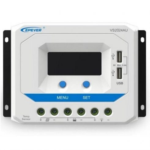 EPEVER VS1024AU napelemes PWM vezérlő 12/24 V, 10 A, USB, 50 V bemenet (VS1024AU)