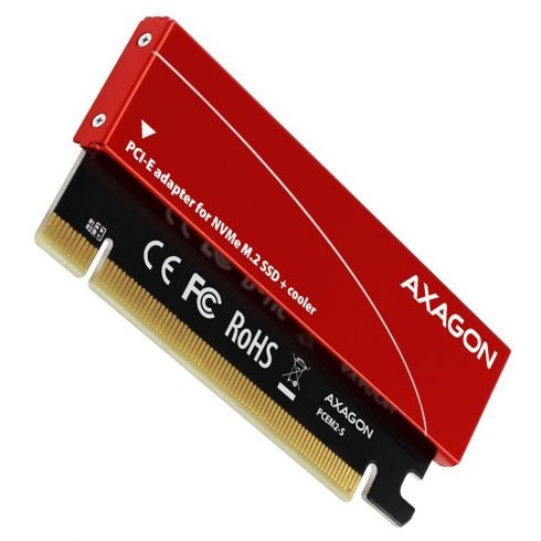 AXAGON bővítőhely-adapter PCIe x16-hoz M.2-hez NVMe M-KEY incl. hűtők / PCEM2-S