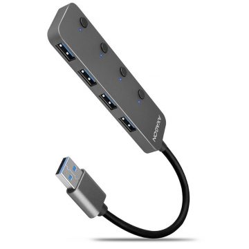   AXAGON hub USB-A csatlakozók kikapcsolásának lehetőségével / HUE-MSA / USB 3.2 Gen1 / 4x USB-A / alumínium ház / 0,2 m