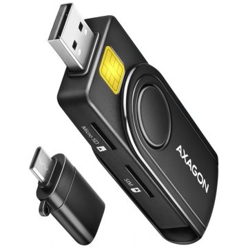   AXAGON zsebérintkezős intelligenskártya-olvasó USB-C (eCitizen) / SD,MicroSD,SmartCard,SIM/CRE-SMP2A / USB 2.0